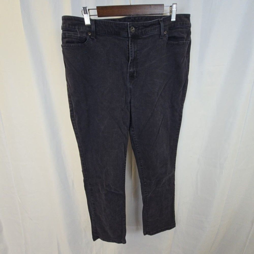 L.L.Bean Classic Fit Straight Jeans Womens 18W Gray High Rise Dark Wash 36x28